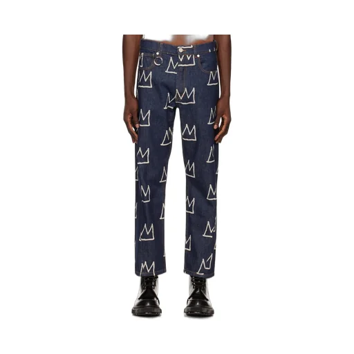 Crown Printed Logo Patch Jeans