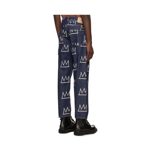Crown Printed Logo Patch Jeans