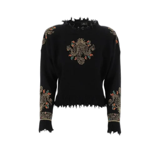 Paisley-Embroidered Virgin Wool Jumper