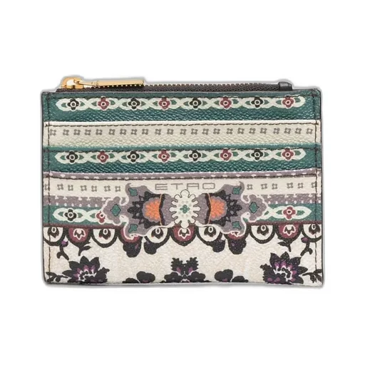 Floral-Print Leather Wallet