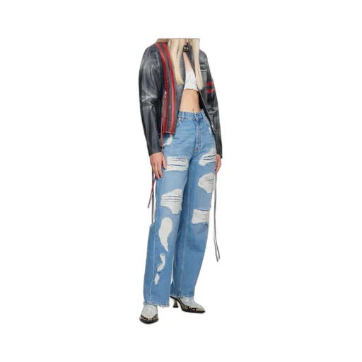 Denim Trousers With Belt Loops
