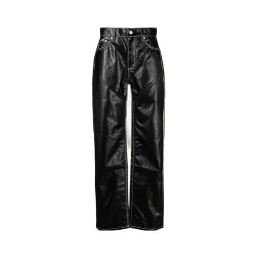 High-Waist Faux-Leather Trousers