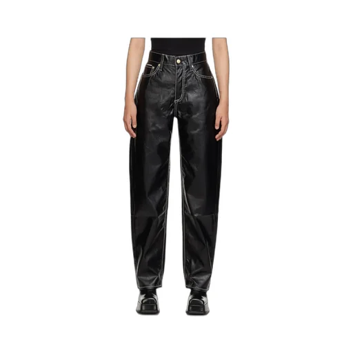 High-Waist Faux-Leather Trousers