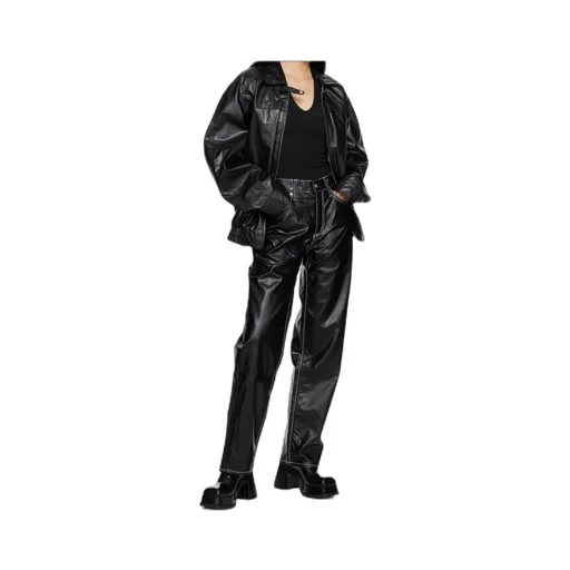 High-Waist Faux-Leather Trousers