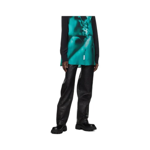 Embossed Straight Leg Pants