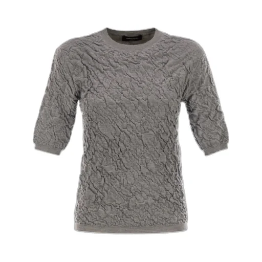 Embossed Finish Short-Sleeved Jumper
