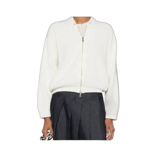 Ribbed Zipped High Neck Cardigan
