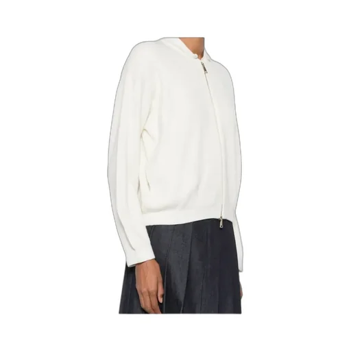 Ribbed Zipped High Neck Cardigan