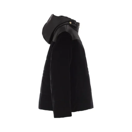 Hooded Padded Velvet Jacket