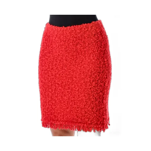 Textured Mini Skirt Fringed Hem