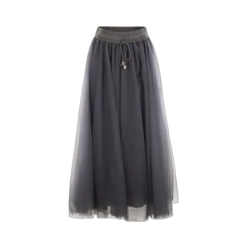 Tulle Pleated Drawstring Skirt