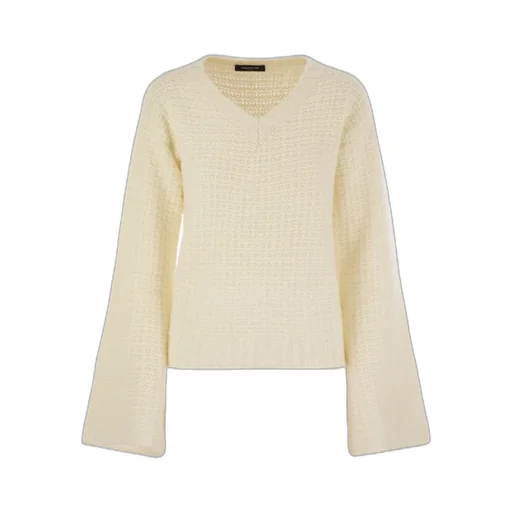 V-Neck Sweater In Platinum With Sequins