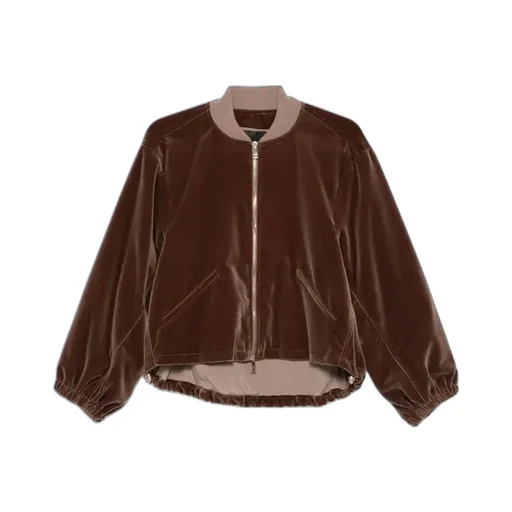 Velvet Zip-Up Bomber Jacket