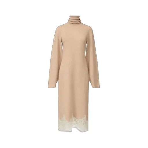 Roll-Neck Lace-Trim Dress