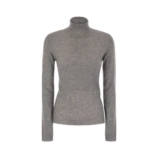 High-Necked Wool Sweater With Sequins
