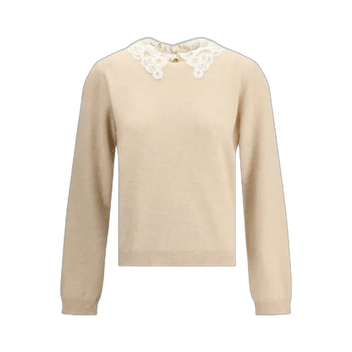 Lace Neck Knitted Jumper