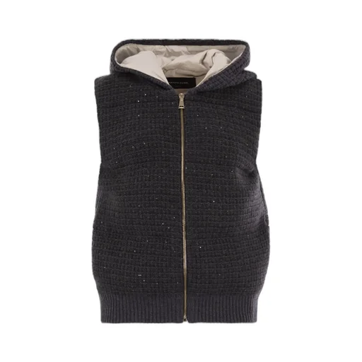 Embellished Zipped Hooded Gilet