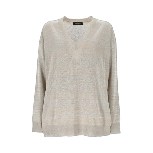 V-Neck Metallic-Threading Jumper