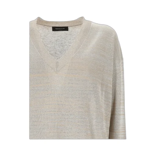 V-Neck Metallic-Threading Jumper