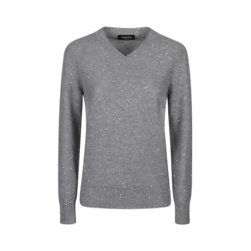 Sequin-Embellished V-Neck Jumper