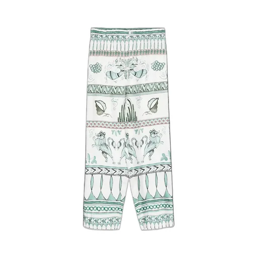 All-Over Printed Satin Twill Trousers