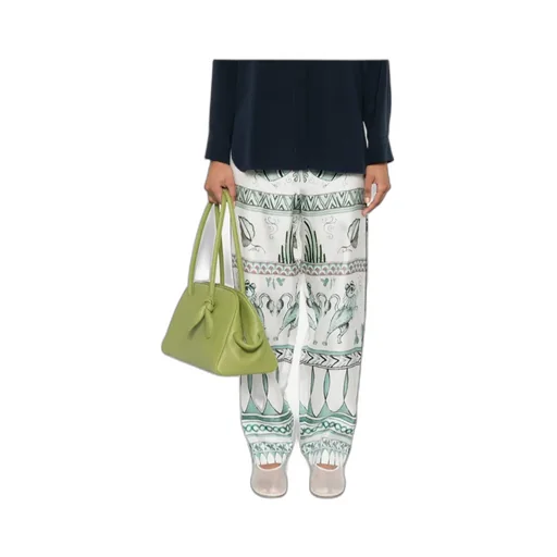 All-Over Printed Satin Twill Trousers