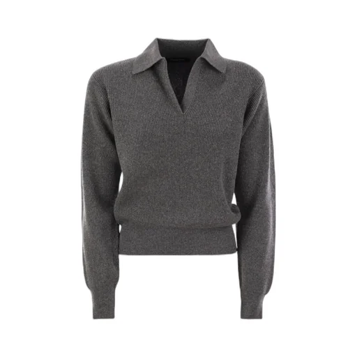 V-Neck Knitted Polo Jumper