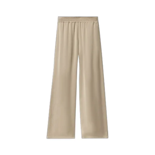 Elastic Waistband Satin Wide Leg Trousers