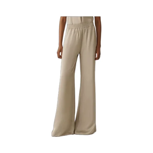 Elastic Waistband Satin Wide Leg Trousers