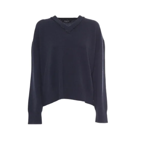 Sequin-Embellished V-Neck Knitted Jumper