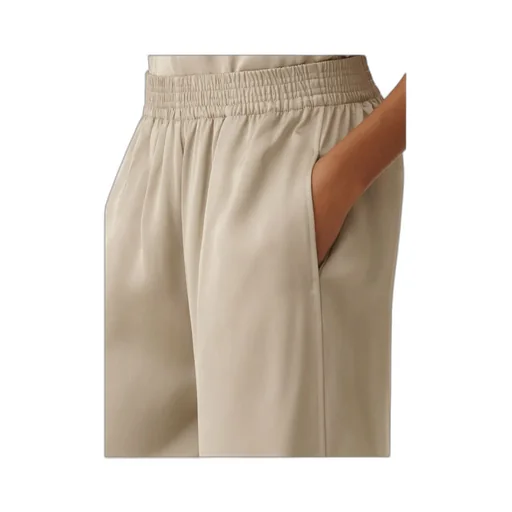 Elastic Waistband Satin Wide Leg Trousers