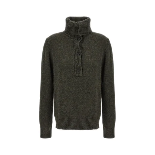 Button Front High Neck Knit