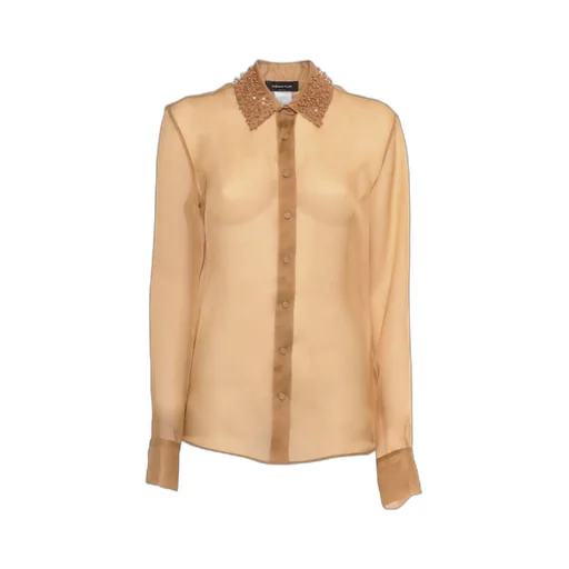 Bead Embellished Semi-Sheer Shirt