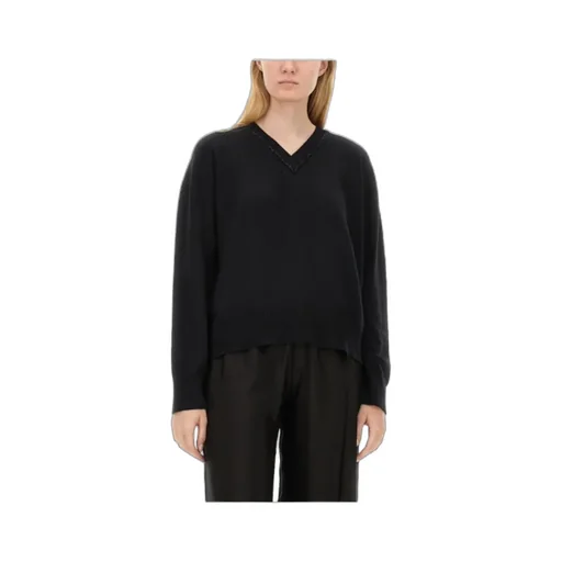Sequin-Embellished V-Neck Knitted Jumper