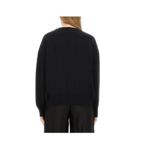 Sequin-Embellished V-Neck Knitted Jumper