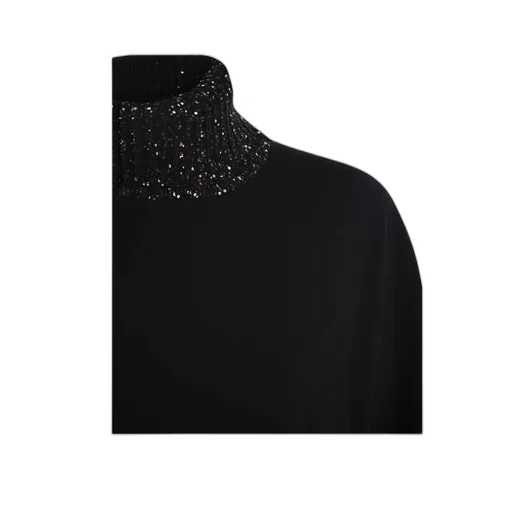 Sequinned High Neck Knitted Jumper