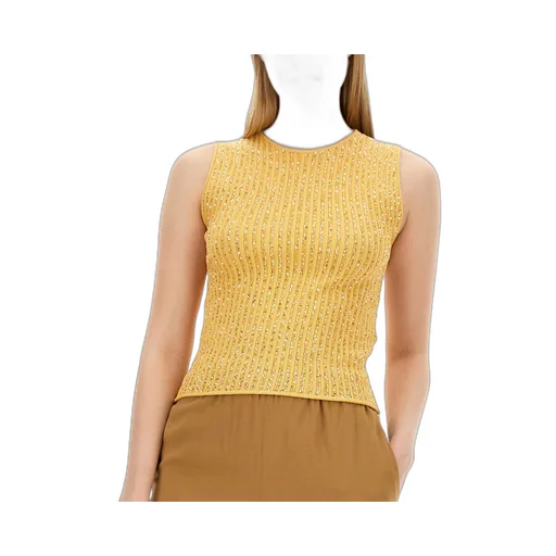 Sequin-Embellished Ribbed-Knit Tank Top