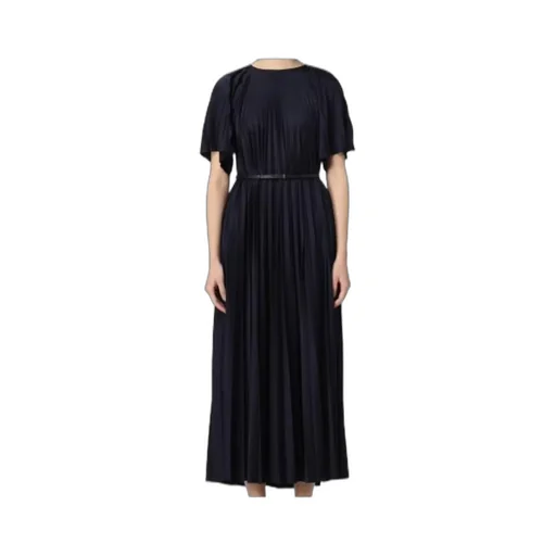 Pleated Round-Neck Dress