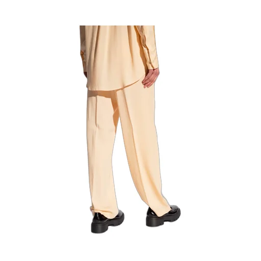 Elasticated Waistband Straight Crepe Trousers