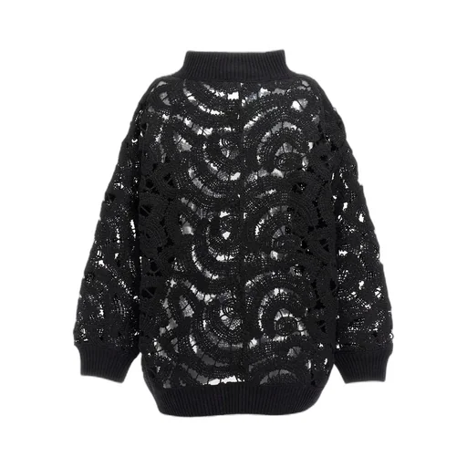 Hollowed-Out Long-Sleeved Sweater