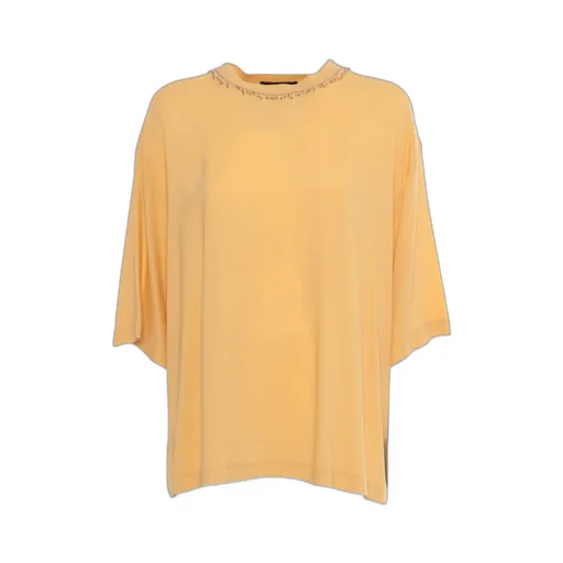 Bead-Embellished Round-Neck Blouse
