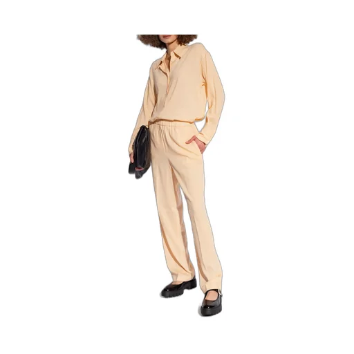 Elasticated Waistband Straight Crepe Trousers