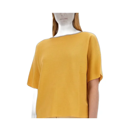Beaded-Trim Wide-Neck Knitted Blouse