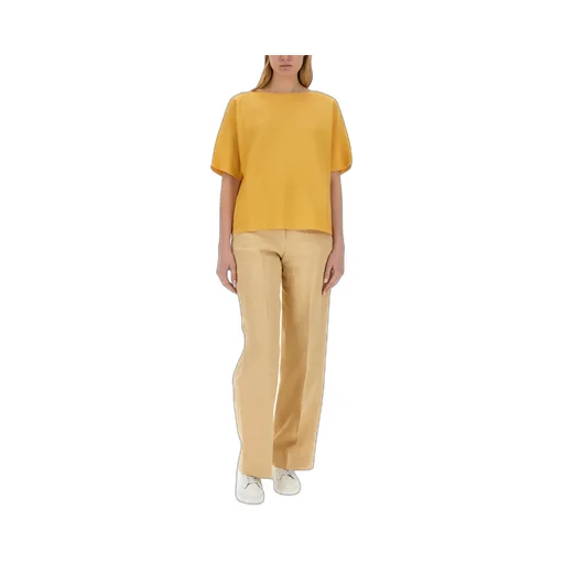 Beaded-Trim Wide-Neck Knitted Blouse