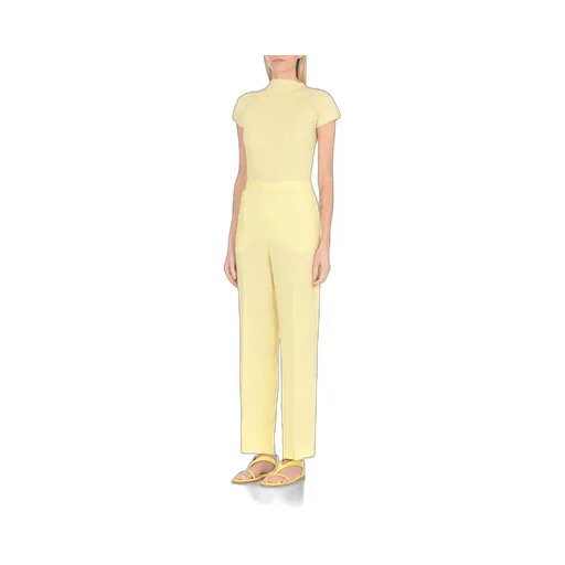Elasticated Waistband Straight Crepe Trousers