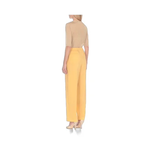 Elasticated Waistband Straight Crepe Trousers