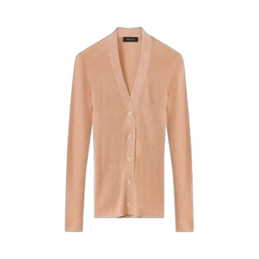 Metallic-Threading Ribbed-Knit Cardigan