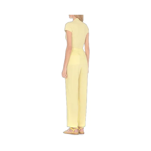 Elasticated Waistband Straight Crepe Trousers