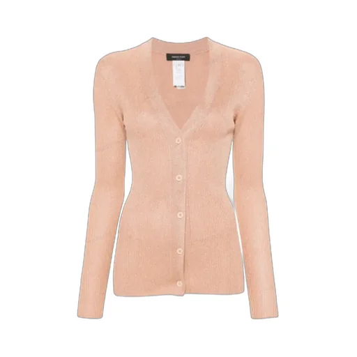 Metallic-Threading Ribbed-Knit Cardigan