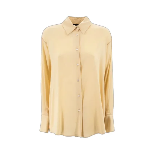 Drop-Shoulder Button-Up Crepe Shirt
